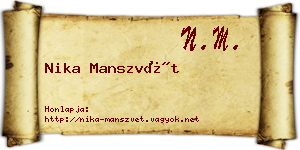 Nika Manszvét névjegykártya